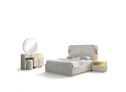 Moderne en elegante bedset met 2 nachtkastjes, 5 delen