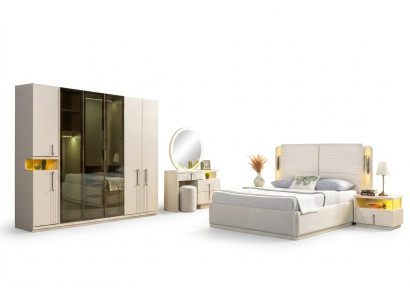 Moderne slaapkamermeubelset bed kast nachtkastje