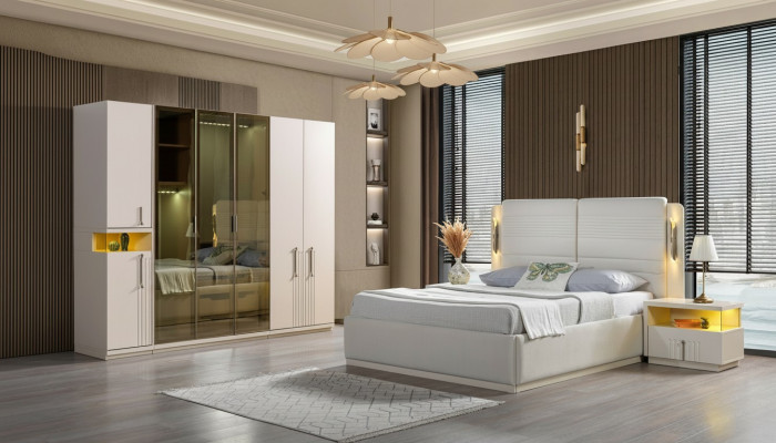 Koko slaapkamermeubelset bed, kast, nachtkastje 4 st.