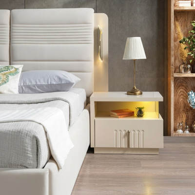 Moderne nachttafel met verlichting