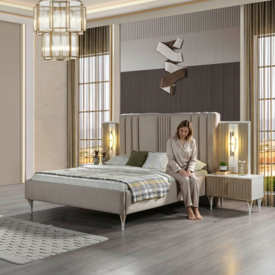 Elegante 3-delige meubelset met bed en nachtkastjes