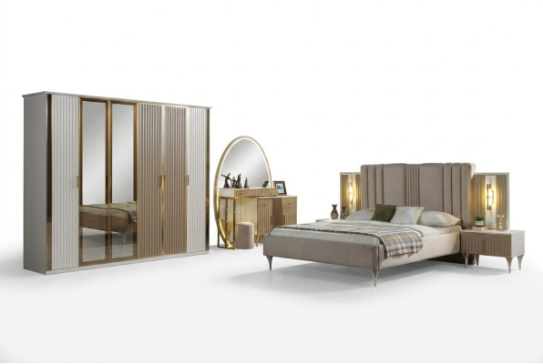 Moderne bed set met 6 delen, inclusief nachtkastje