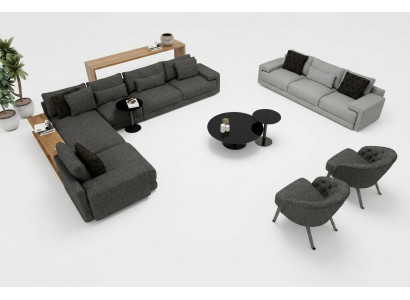 Elegante hoekbank met twee fauteuils die design en comfort combineert