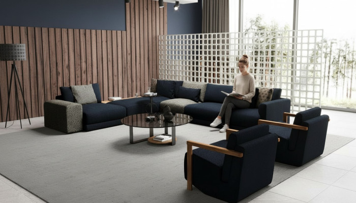 Elegante hoekbank met stoel, prachtig en comfortabel tegelijk