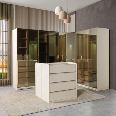 Moderne hoekkast met kromming voor de slaapkamer