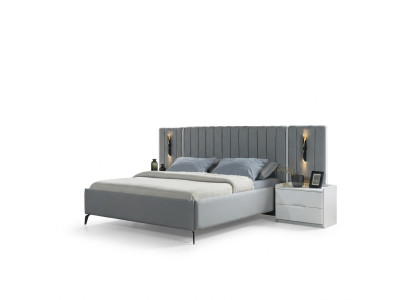 Slaapkamermeubelset met bed en 2 moderne nachtkastjes