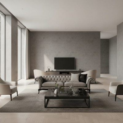 Moderne driezits bank, ontwerp schoonheid, comfort