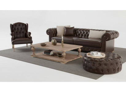 Elegante bank, stoel en poef. Werkelijk comfort