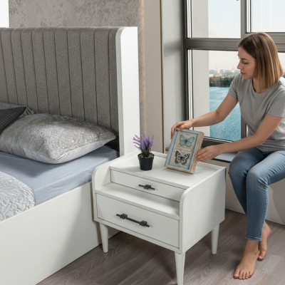 Moderne witte elegante nachttafel