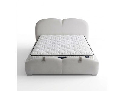 Moderne witte bed met stof en houten matras
