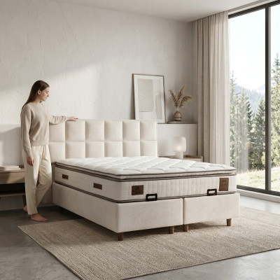 Elegante bed met stoffen matras