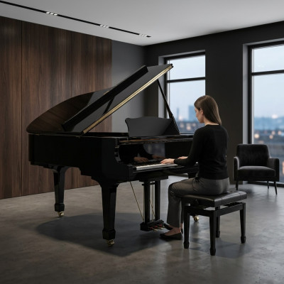 Glanzende zwarte piano