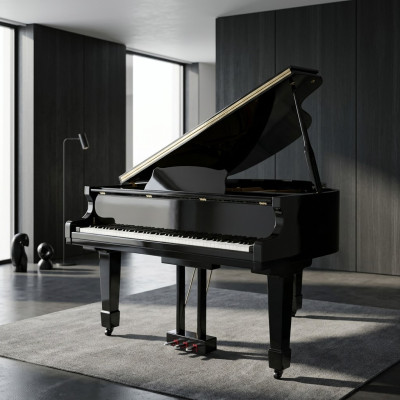 Glanzende zwarte piano