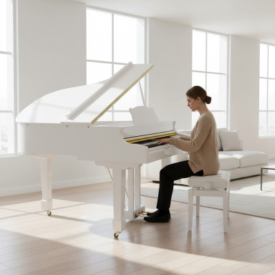 Glanzend witte piano