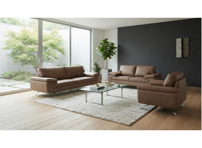 Zwei Dreisitzer Sofas Sessel Kunstleder Polstermöbel Wohnzimmer Modern