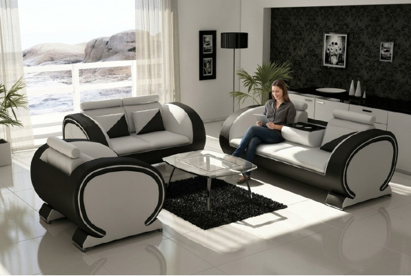 Leren bank Bank met bargedeelte Designer zithoek Bank Bank 3-zits Relaxbank