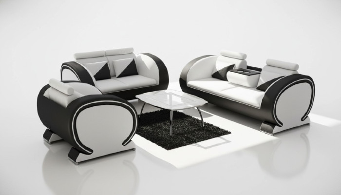 Leren bank Bank met bargedeelte Designer zithoek Bank Bank 3-zits Relaxbank