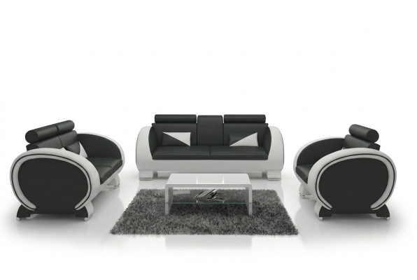 LEDERBANK LEDERBANK DESIGNBANK GARNITUUR 3+1 BANK BEKLEDING BANK SOFA