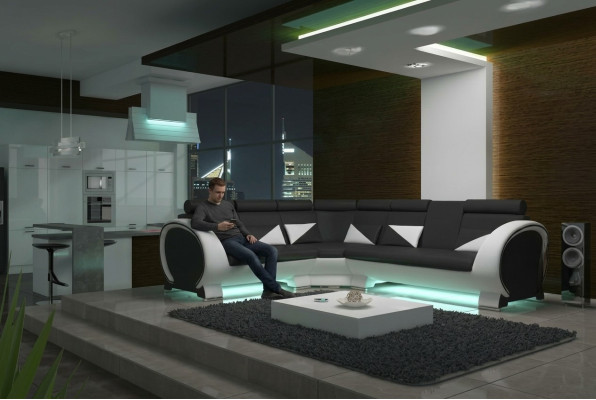 ECKSOFA HOEKCOUCH ONTWERP *KLEURKEUZE* BANK LEDER BANKSTEL LEDEREN BANKSTEL