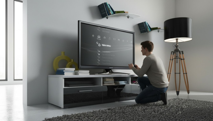 Een stijlvolle houten tv-kast voor uw woonkamer in moderne stijl.