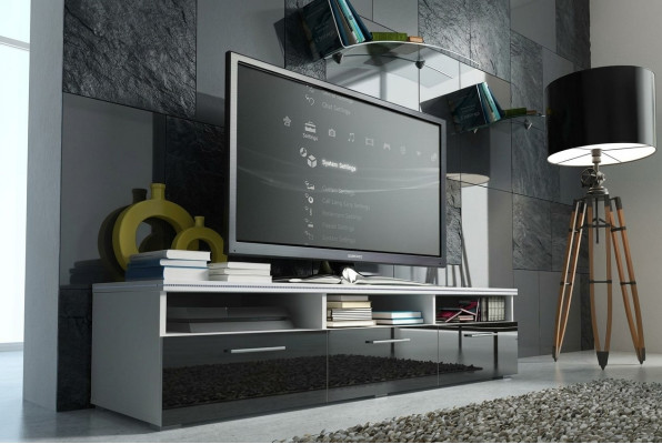 Een stijlvolle houten tv-kast voor uw woonkamer in moderne stijl.