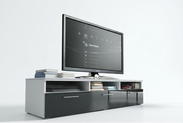 Een stijlvolle houten tv-kast voor uw woonkamer in moderne stijl.