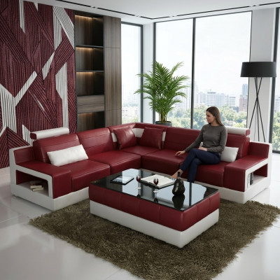 Leren bank hoekbank design bank slaapfunctie set woonlandschap stoffering nieuw Leerbank hoekbank designbank slaapfunctie set woonlandschap bekleding nieuw