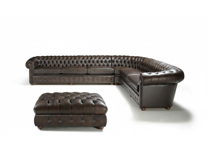 Klassiek hoekbankstel hoekbank bankstel sofa gestoffeerd leer zitmeubel Chesterfield set