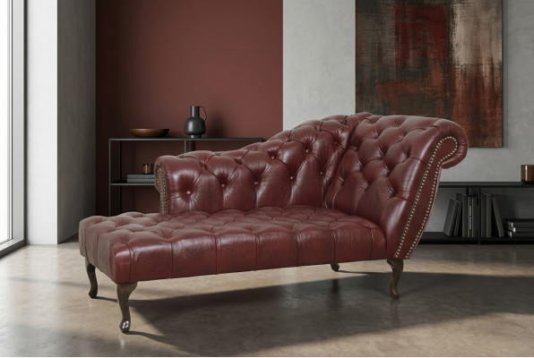 Chesterfield Ligstoel Chaise Longue Bank Bank Leren Bank Textiel met Kristallen NIEUW