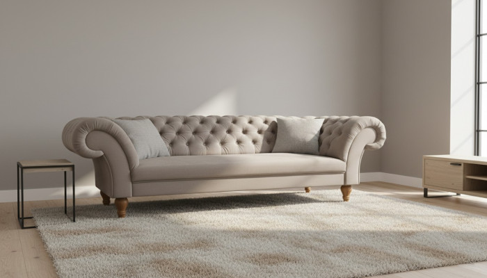 CHESTERFIELD SOFA BANKSTEL STOFFE SET TEXTIEL 3-ZITTER NIEUW GEMAAKT IN EU