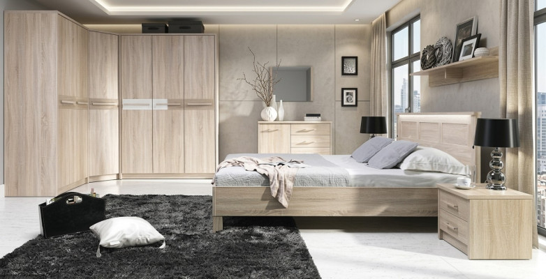 Compleet bed kledingkast slaapkamer set kast bed commode - Cremona 3