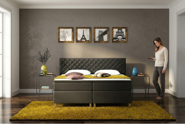 Boxspringbed Box Hotel Bed met Visco & Matras Lederen Bed Bedden Tweepersoonsbed K3