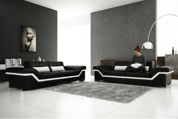 LEDEREN BANK GROTE BANK 3+3 DESIGNBANK BEKLEED LEDEREN SET BANKSTEL NIEUW
