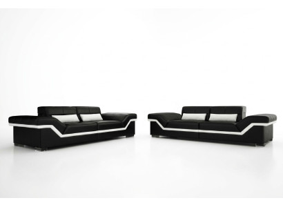 LEDEREN BANK GROTE BANK 3+3 DESIGNBANK BEKLEED LEDEREN SET BANKSTEL NIEUW