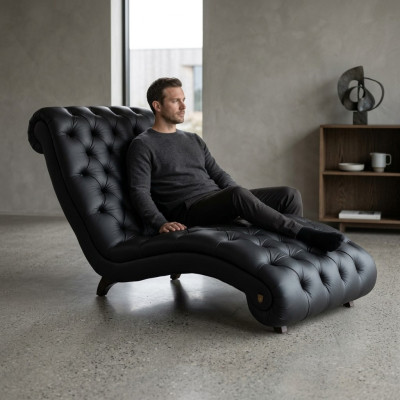 Chesterfield ligstoel chaise longue bank bank leren bank vintage kristal NIEUW