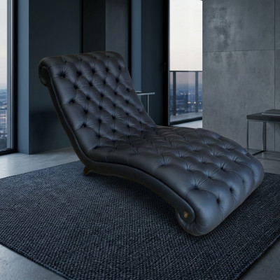 Chesterfield ligstoel chaise longue bank bank leren bank vintage kristal NIEUW
