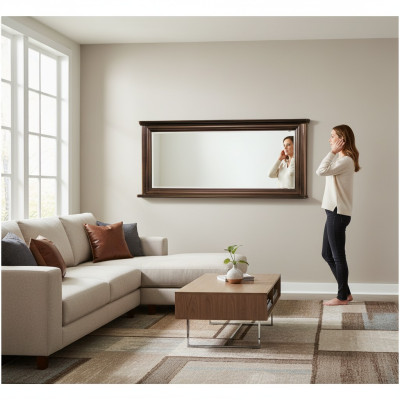 Klassieke ontwerper Echte houten frame XXL spiegel 157x71 spiegel - Model W-L1