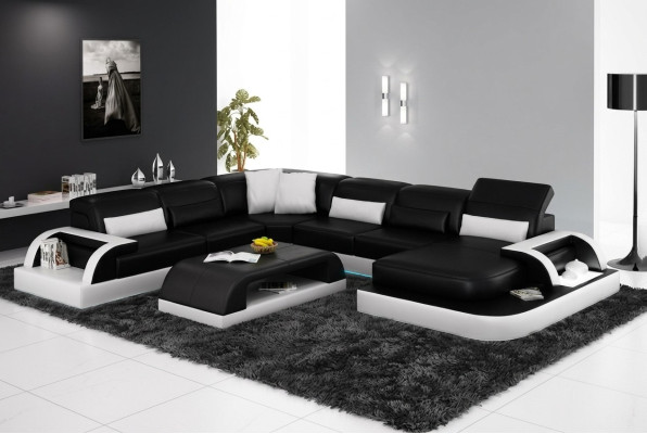 Leren bankbank woonlandschap hoekbank hoekstel designte modern nieuw bankstel L6012