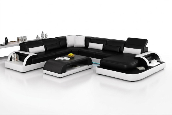 Leren bankbank woonlandschap hoekbank hoekstel designte modern nieuw bankstel L6012