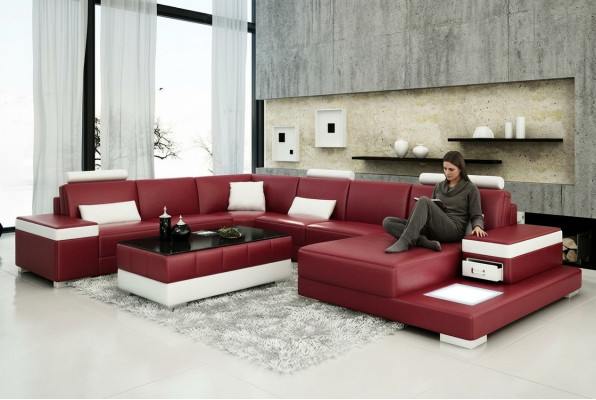 Leren bankstel bank woonlandschap hoekbank hoekstel ontwerp modern nieuw sofa L6013