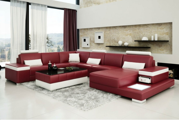 Leren bankstel bank woonlandschap hoekbank hoekstel ontwerp modern nieuw sofa L6013