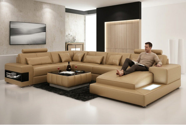 Leren bankstel Bank Woonlandschap Modern Hoekbank Hoek Decor Set Ontwerp - Leren bankstel Bank Woonlandschap Modern Hoekbank Hoek Decor Set Ontwerp