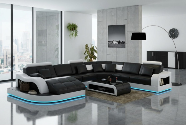 Leren bankstel bank woonlandschap hoekbank hoekstel design modern sofa L6015B