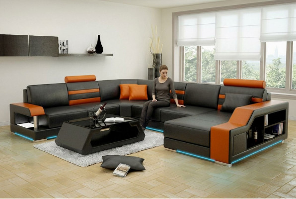 Lederen bank bank woonlandschap hoekbank hoekbank set design modern nieuw sofa L6016