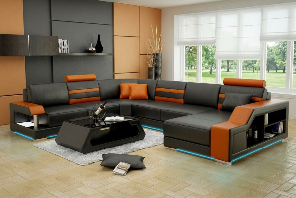 Lederen bank bank woonlandschap hoekbank hoekbank set design modern nieuw sofa L6016