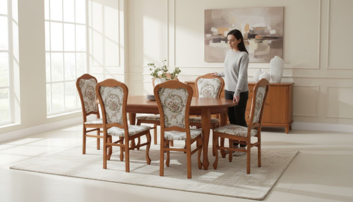 Eettafel & 8x stoelen eetkamerset eetgroep klassieke tafel stoel tafels