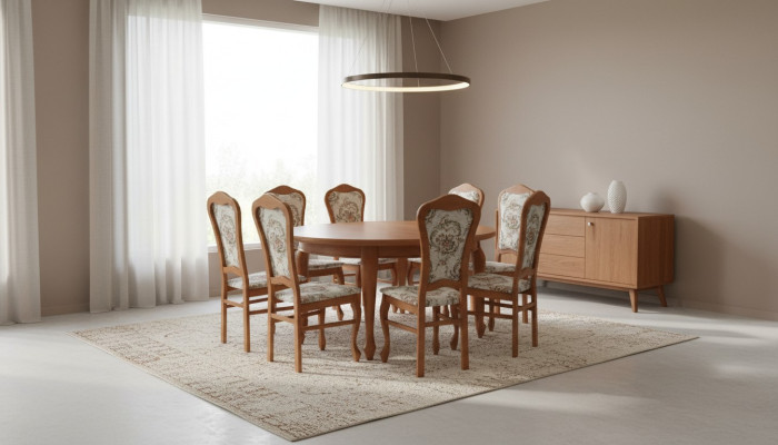 Eettafel & 8x stoelen eetkamerset eetgroep klassieke tafel stoel tafels