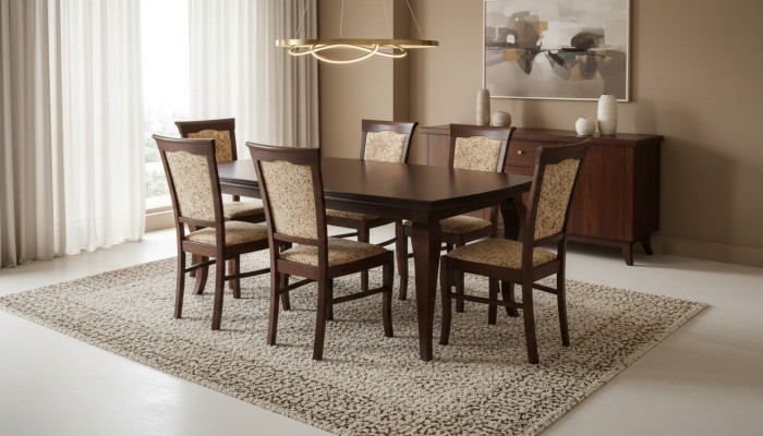 Eettafel + 6x Stoelen Stoel Eetkamer Set Eetgroep Modern Tafel Tafels Nieuw Z11