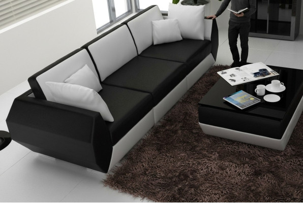 Leren bank Bank Woonlandschap 3+3 zits Couch Set Modern design