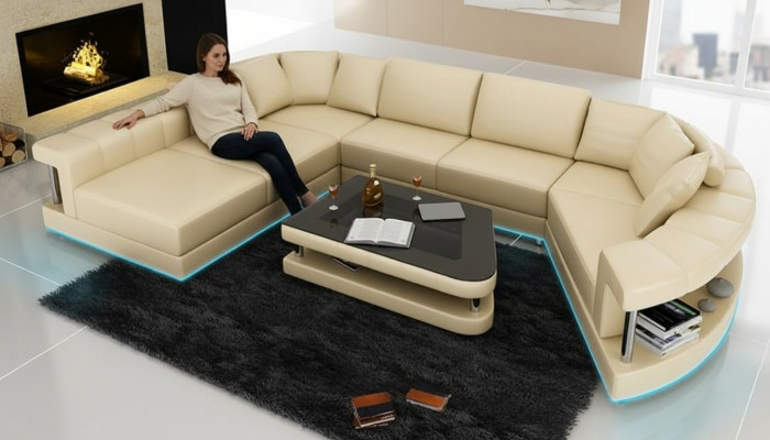 Bank Leren bank Bank Woongebied hoekbank Hoekmeubel Ontwerp Modern